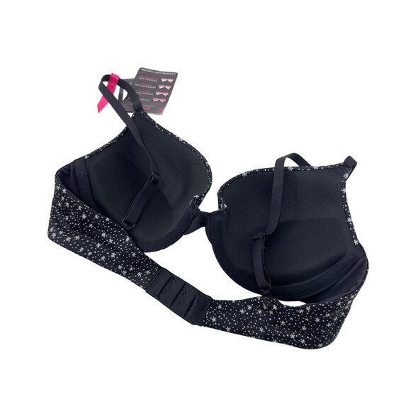 Maidenform Women 34B Black/White Star Print Underwire Lightly Lined Push-Up Bra - Picture 7 of 7